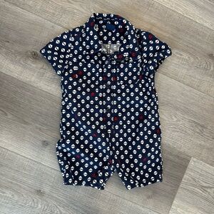 Baby GAP Navy Blue Short Romper White and Red Pattern size 6-12 months